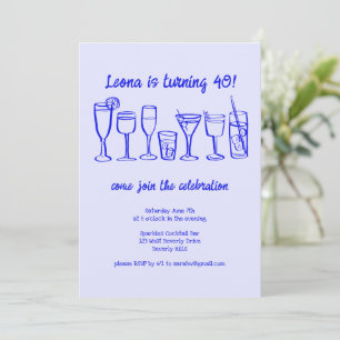 Invitation Cocktail Whimsical Boissons Personnalisé Anniversa