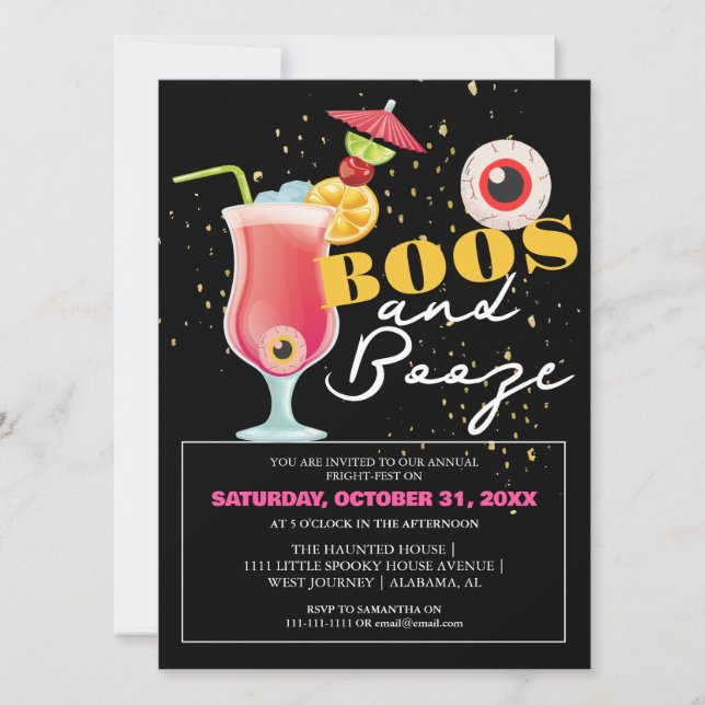 Invitation Cocktail Whimsical de l'œil Halloween Happy Hour (Devant)