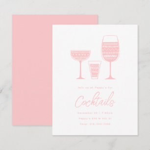 Invitation Cocktails à motifs Cocktails roses Soirée Cocktail