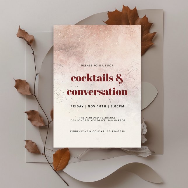 Invitation Cocktails Abstraits modernes et soirée Conversatio (This invitation is available in both printed and instant download digital formats.)