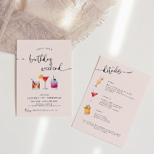 Invitation Cocktails amusants Anniversaire Week-End Itinérair