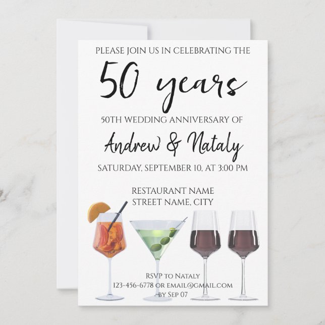 Invitation cocktails amusants colorés (Devant)