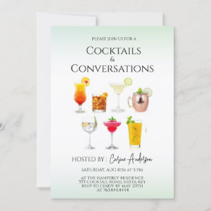 Invitation Cocktails amusants et soirée Conversation
