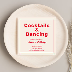 Invitation Cocktails & Boissons rouges Typographie audacieuse