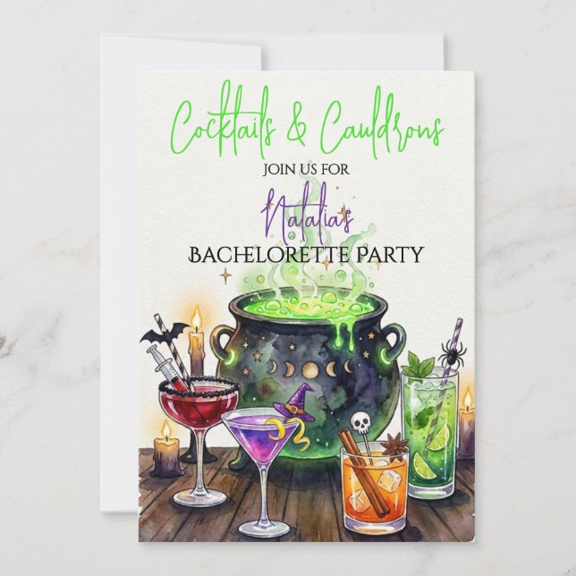 Invitation Cocktails & Cauldrons Halloween Bachelorette Party (Devant)