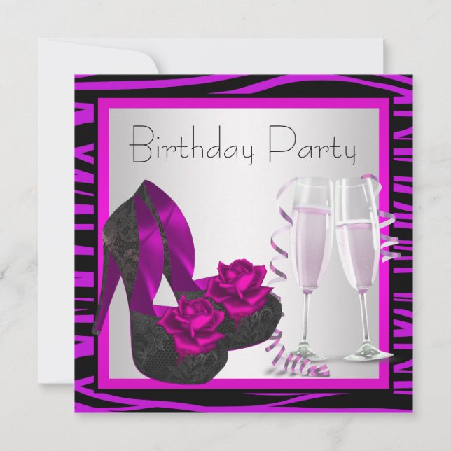 Invitation Cocktails Chaussures Fête d'Anniversaire violet Zè (Devant)