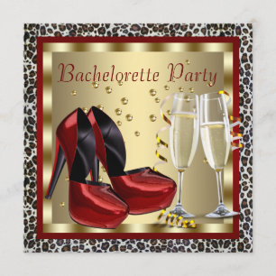 Invitation Cocktails Chaussures Red High Heel Leopard Bachelo