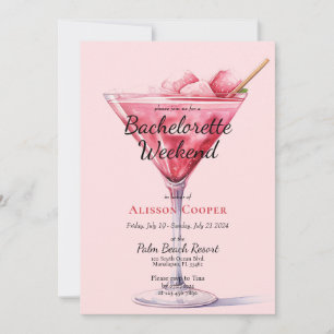 Invitation Cocktails Chic Rose Fin de semaine de bacheloret