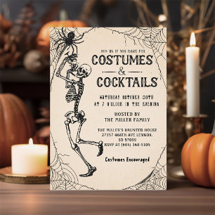 Invitation Cocktails & Costumes Skeleton Halloween Party