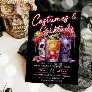 Invitation Cocktails & Costumes Skull Adulte Halloween Party