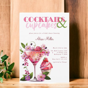 Invitation Cocktails & Cupcakes Fête des mariées moderne