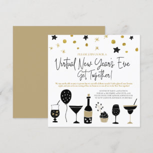 Invitation Cocktails de la Soirée Virtuelle du Nouvel An Gold