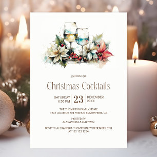 Invitation Cocktails de Noël en verre de vin
