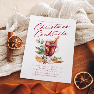 Invitation Cocktails de Noël festifs Fête Fête