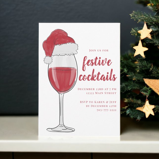 Invitation Cocktails de Noël festifs Fête Fête (Créateur téléchargé)