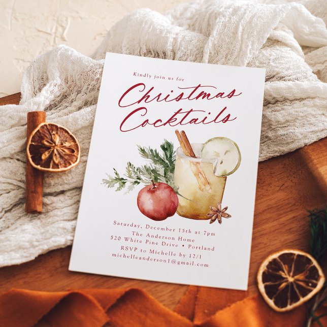 Invitation Cocktails de Noël festifs Fête Fête (Créateur téléchargé)