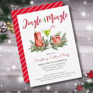 Invitation Cocktails de Noël Festifs Jingle et Mingle