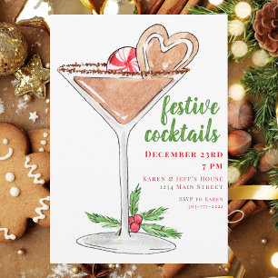 Invitation Cocktails de Noël festifs Martini