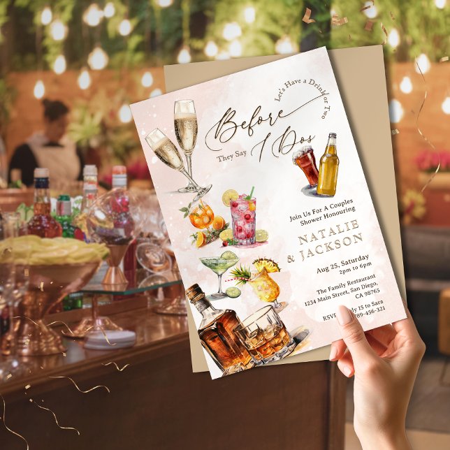 Invitation Cocktails De Script Élégants Avant Qu'Ils Ne Disen (Elegant Script Cocktails Before They Say I Dos Invitation )