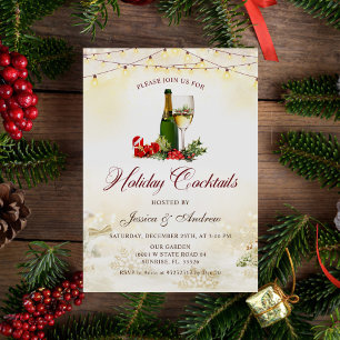 Invitation Cocktails de vacances Festive moderne fête de Noël