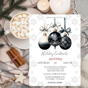 Invitation Cocktails de vacances Snowflakes Christmas Balls