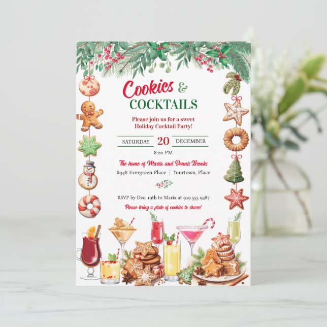 Invitation Cocktails et biscuits de Noël Fête de Noël (Debout devant)