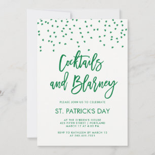Invitation Cocktails et Blarney   Vert moderne et blanc