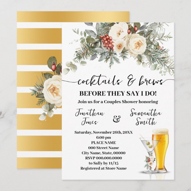 Invitation Cocktails et boissons avant que je fasse ma douche (Devant / Derrière)