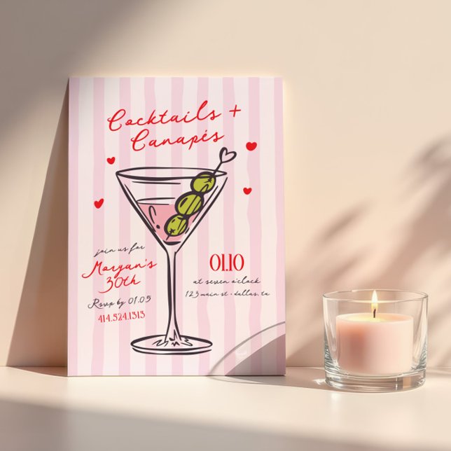 Invitation Cocktails et Canapés Soirée Filles Anniversaire (Créateur téléchargé)