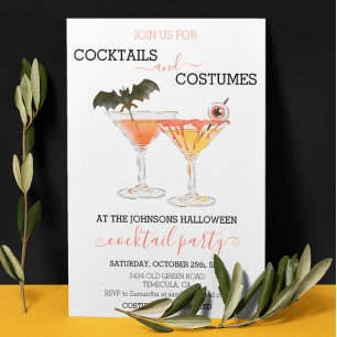 Invitation Cocktails et costumes Boissons d'Halloween