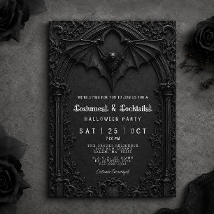 Invitation Cocktails et Costumes Soirée Halloween Black Bat