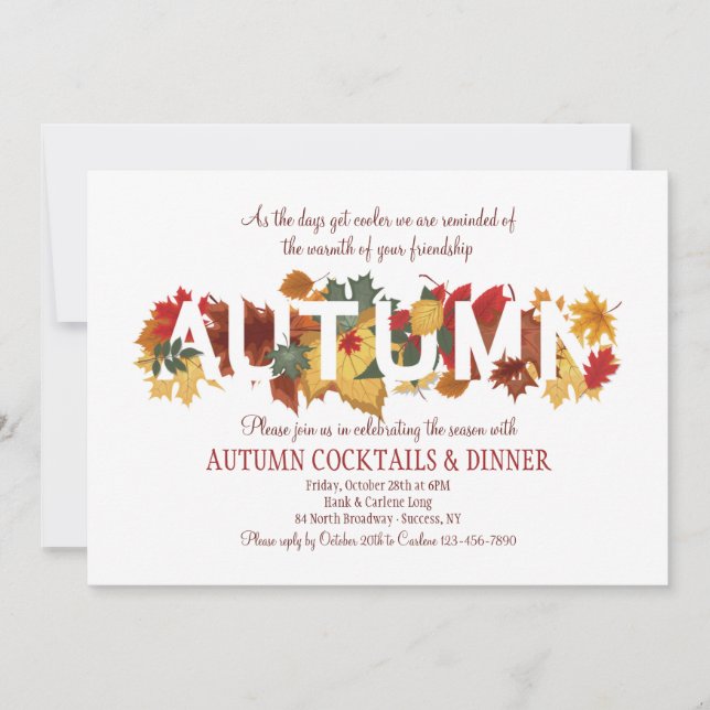 Invitation Cocktails et dîners d'automne (Devant)