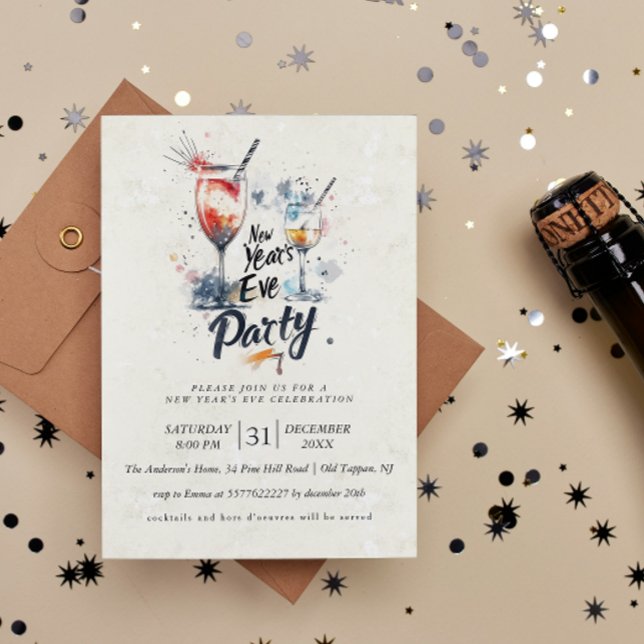 Invitation Cocktails et graffitis Soirée du Nouvel An (Créateur téléchargé)
