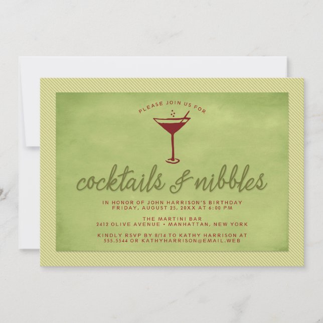 Invitation Cocktails et Nibbles Red Green Holiday Party (Devant)