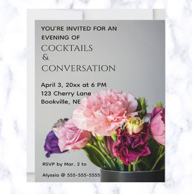 Invitation Cocktails Fleurs modifiables et conversation (Créateur téléchargé)