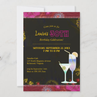Invitation Cocktails Floral Party 30e anniversaire