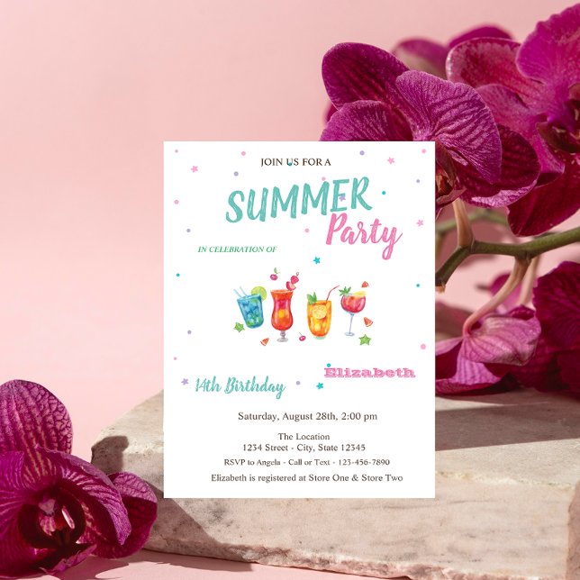 Invitation Cocktails Fruits Été Anniversaire  (Créateur téléchargé)