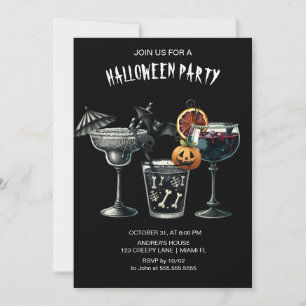 Invitation Cocktails gothiques noirs Halloween