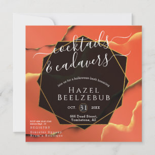 Invitation Cocktails Halloween Cadavers Noir Golden Abstrait
