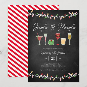 Invitation Cocktails Jingle & Mingle Noël