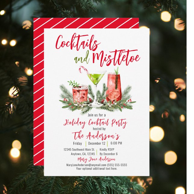 Invitation Cocktails & Mistletoe Festive Boissons Festives (Créateur téléchargé)