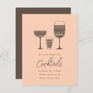 Invitation Cocktails Motifs Peach Cocktail Party