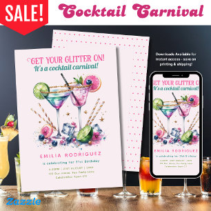 Invitation Cocktails Parties scintillant Candy Carnival Anniv