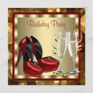 Invitation Cocktails Red High Heel Chaussures Anniversaire