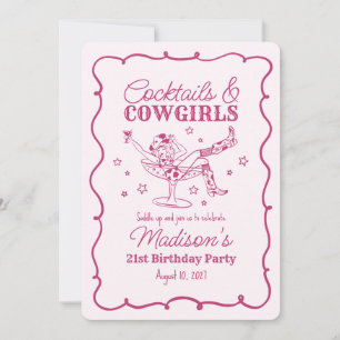 Invitation Cocktails roses et Cowgirls Nash Bash Anniversaire