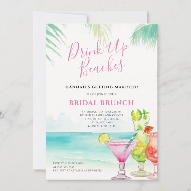 Invitation Cocktails tropicaux Brunch nuptial (Devant)