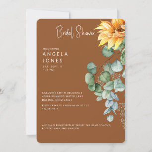 Invitation Cocoa Eucalyptus Tournesol Baby Shower Bridale 