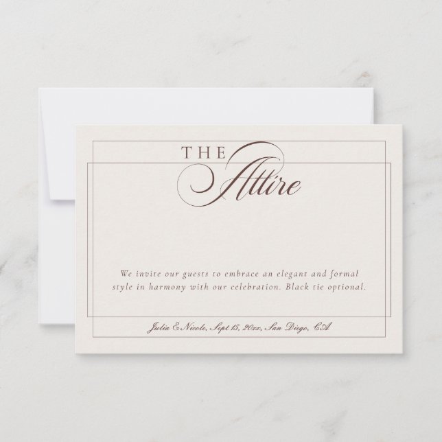 Invitation Code de tenue formelle Calligraphie Ivoire Choco C (Devant)