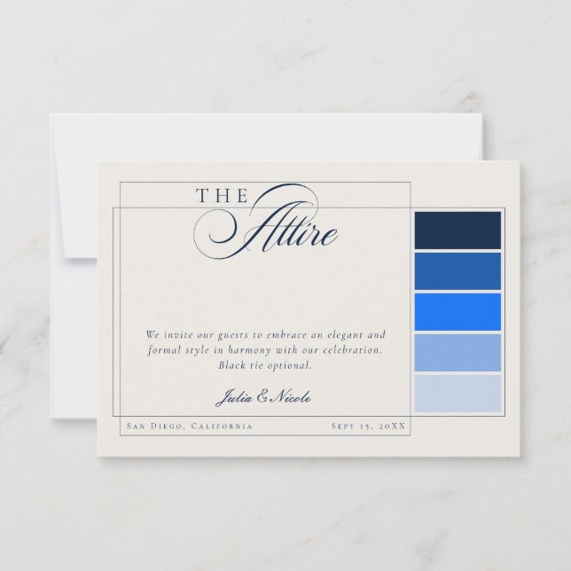 Invitation Code de tenue formelle Calligraphie ivoire Navy Cl (Devant)