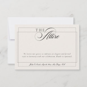 Invitation Code de tenue formelle calligraphie ivoire noir cl